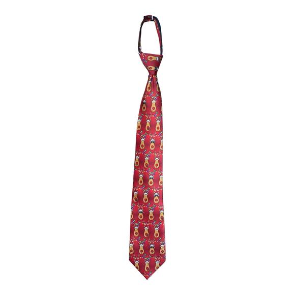 Tie Tales Mens Tie Christmas Reindeer & Lights. Pre-tied W/zipper. Adjustable. - Picture 2 of 5